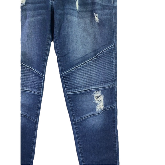 KanCan Estilo Skinny Moto Distressed Ankle Fray Raw Hem Size 9W 28 EUC - Picture 4 of 11